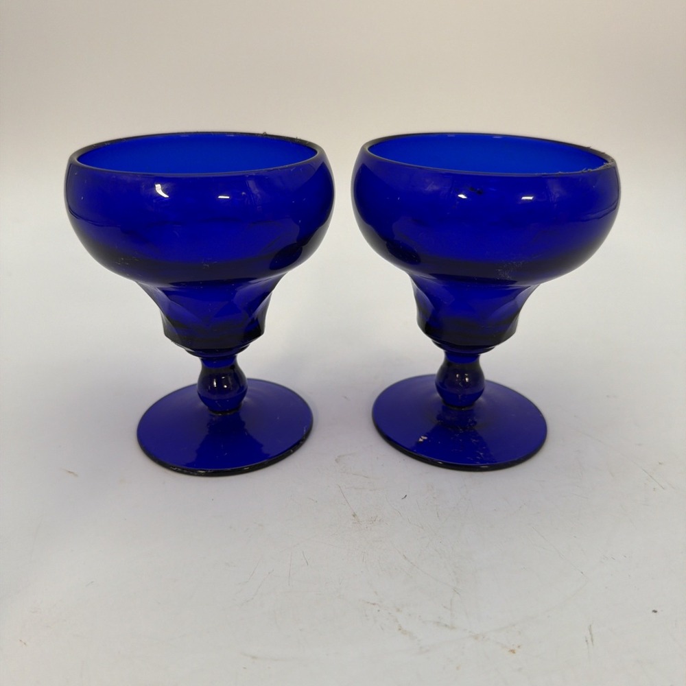 2 vintage Fenton Georgian Cobalt Blue glassware